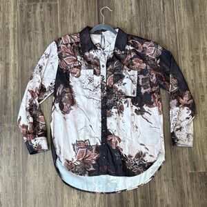 Anthropologie Black and Brown Floral Shirt